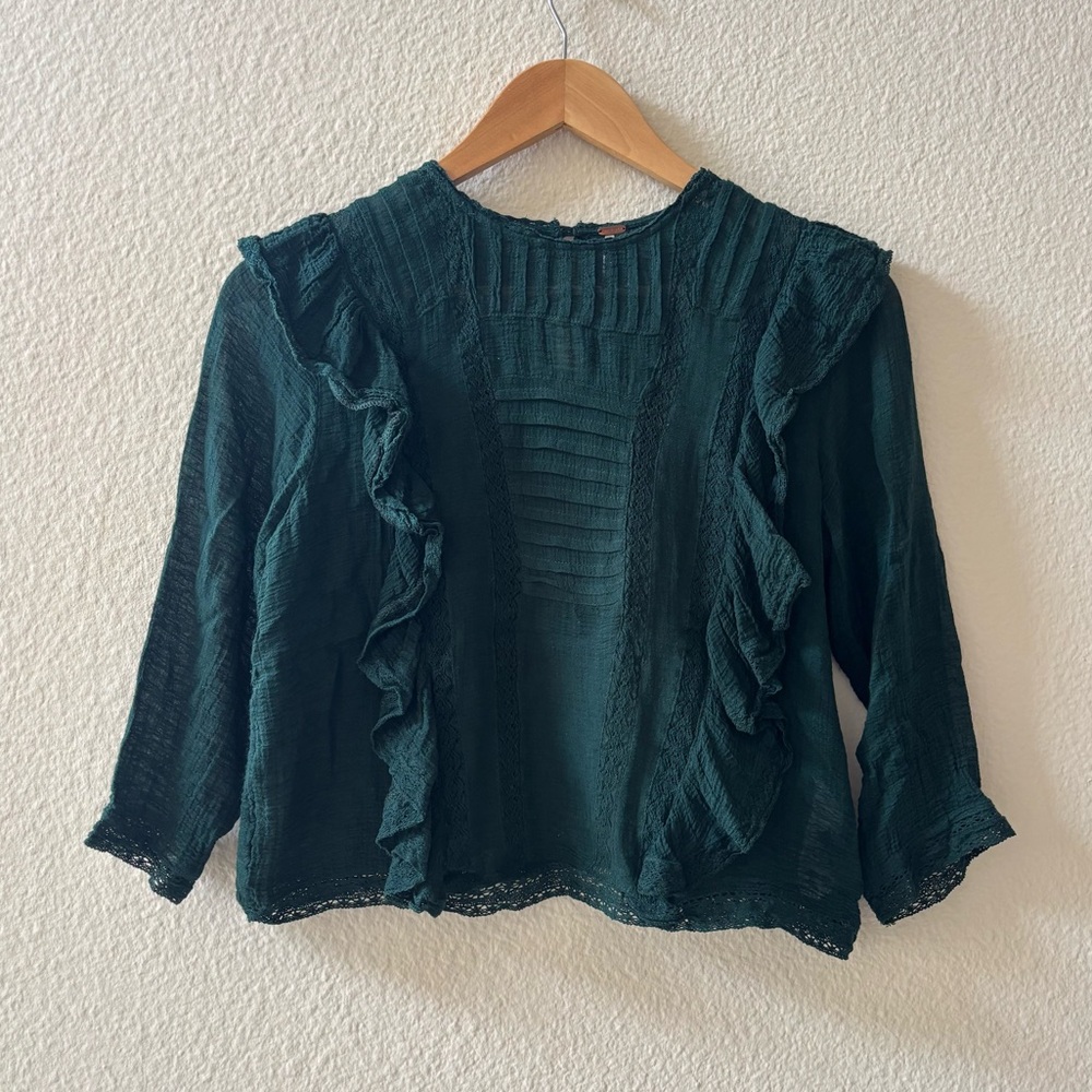 Free People Top Ruffle Lace